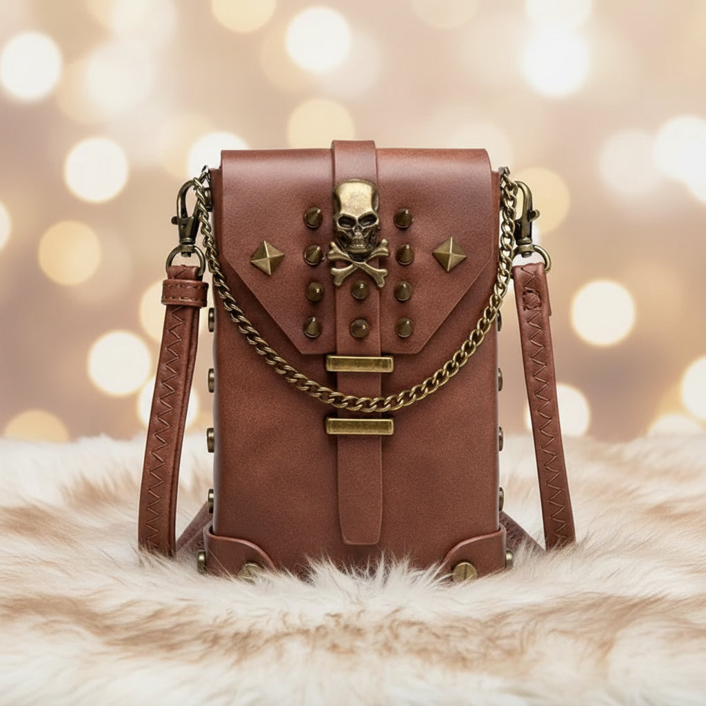 Sleek Brown Steampunk Shoulder Bag