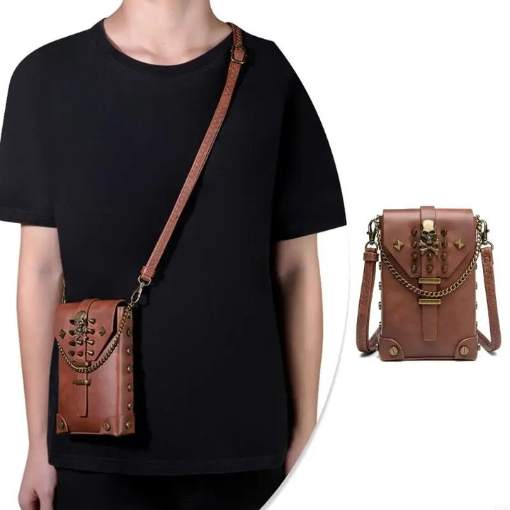Sleek Brown Steampunk Shoulder Bag perfect