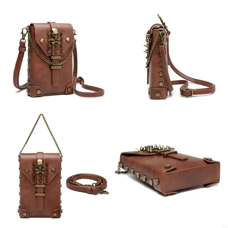 Sleek Brown Steampunk Shoulder Bag vintage
