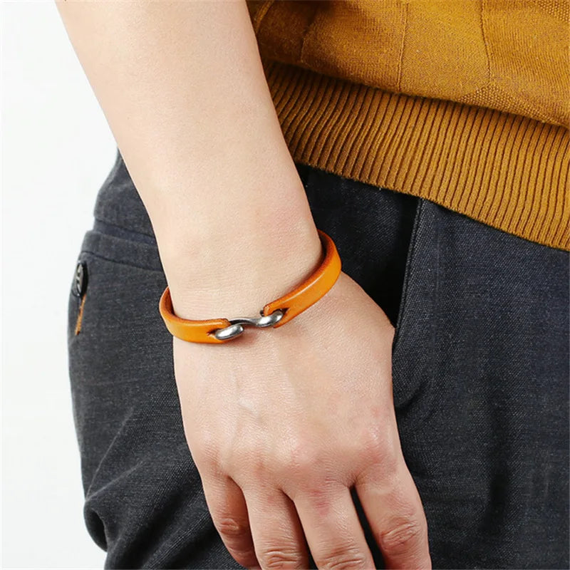 Sleek Leather Steampunk Bracelet bold