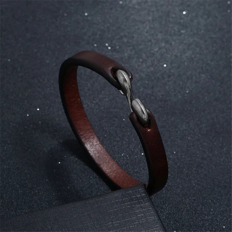 Sleek Leather Steampunk Bracelet edgy