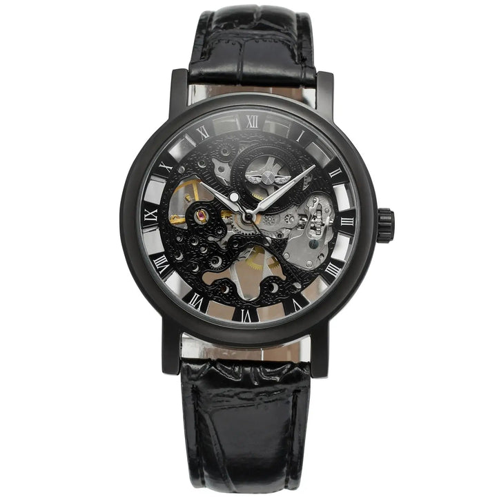 Sleek Men’s Automatic Steampunk Watch Black