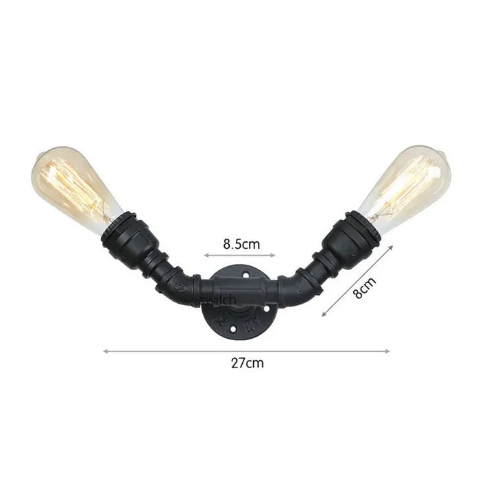 Sleek Steampunk Double-head Lamp Measurement