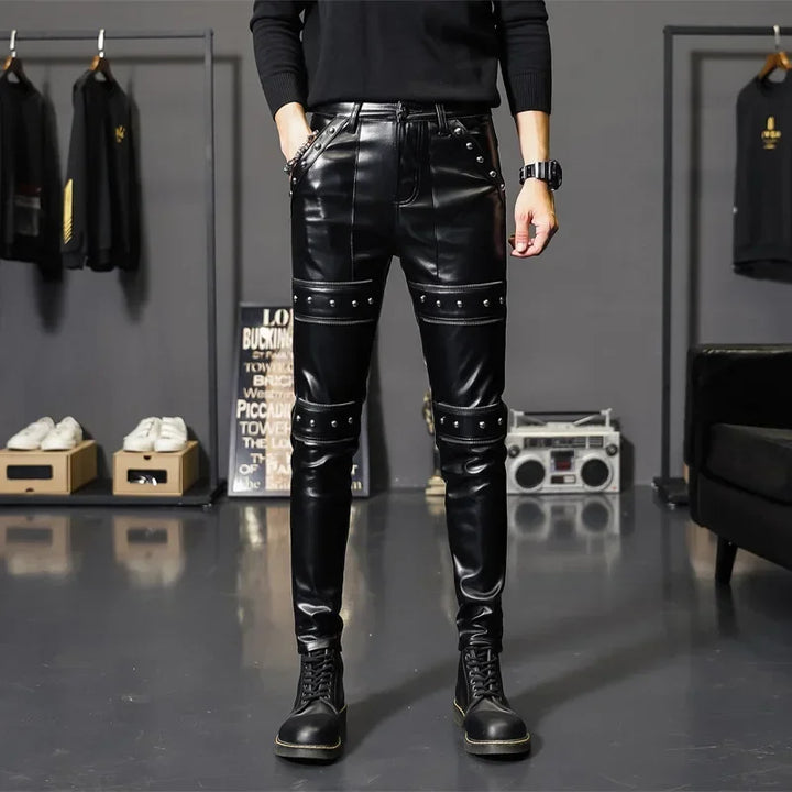 Slim-fit Steampunk Leather Pants