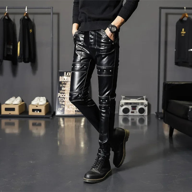 Slim-fit Steampunk Leather Pants Origina