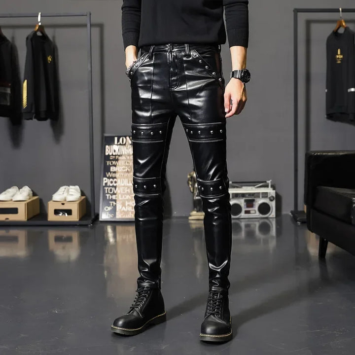 Slim-fit Steampunk Leather Pants Unique
