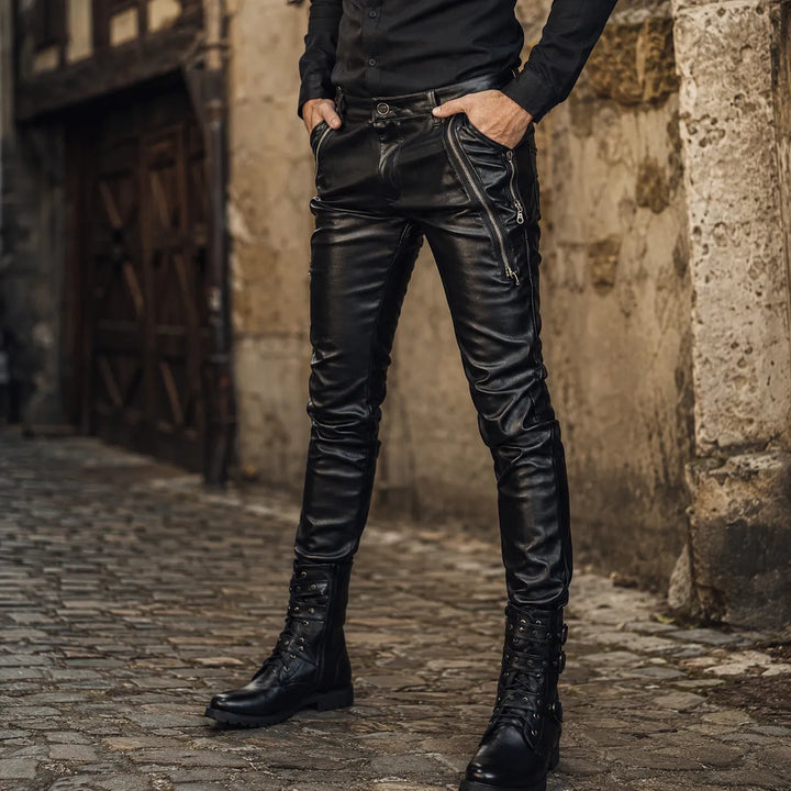 Slim-fit Steampunk Pants with Zippers