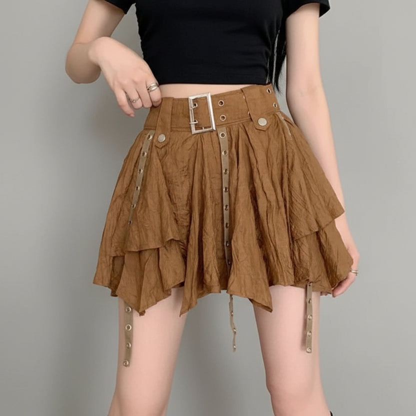 Small Irregular Steampunk Skirt With Straps