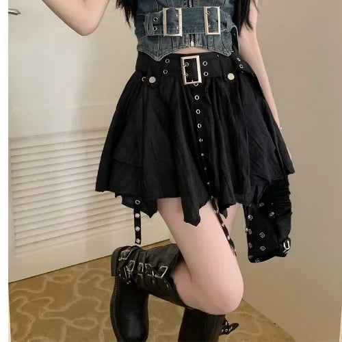 Small Irregular Steampunk Skirt With Straps bold