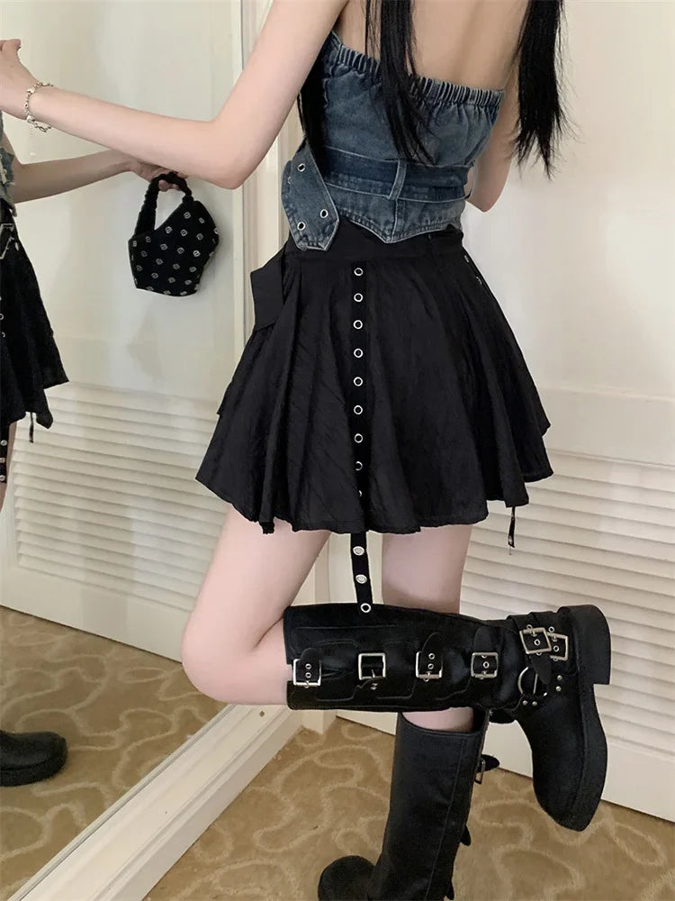 Small Irregular Steampunk Skirt With Straps unique