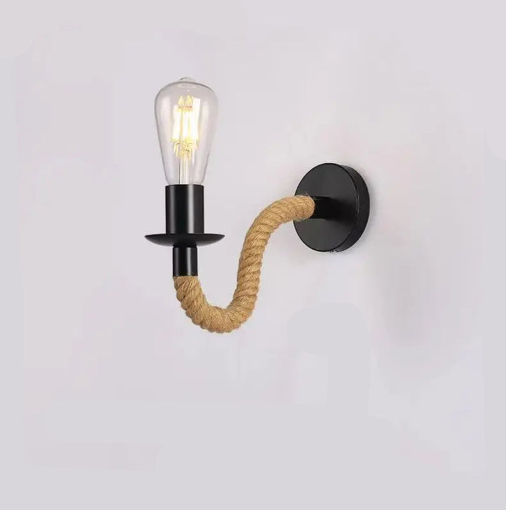Small Minimalist Steampunk Wall Lamp with a Cord Design