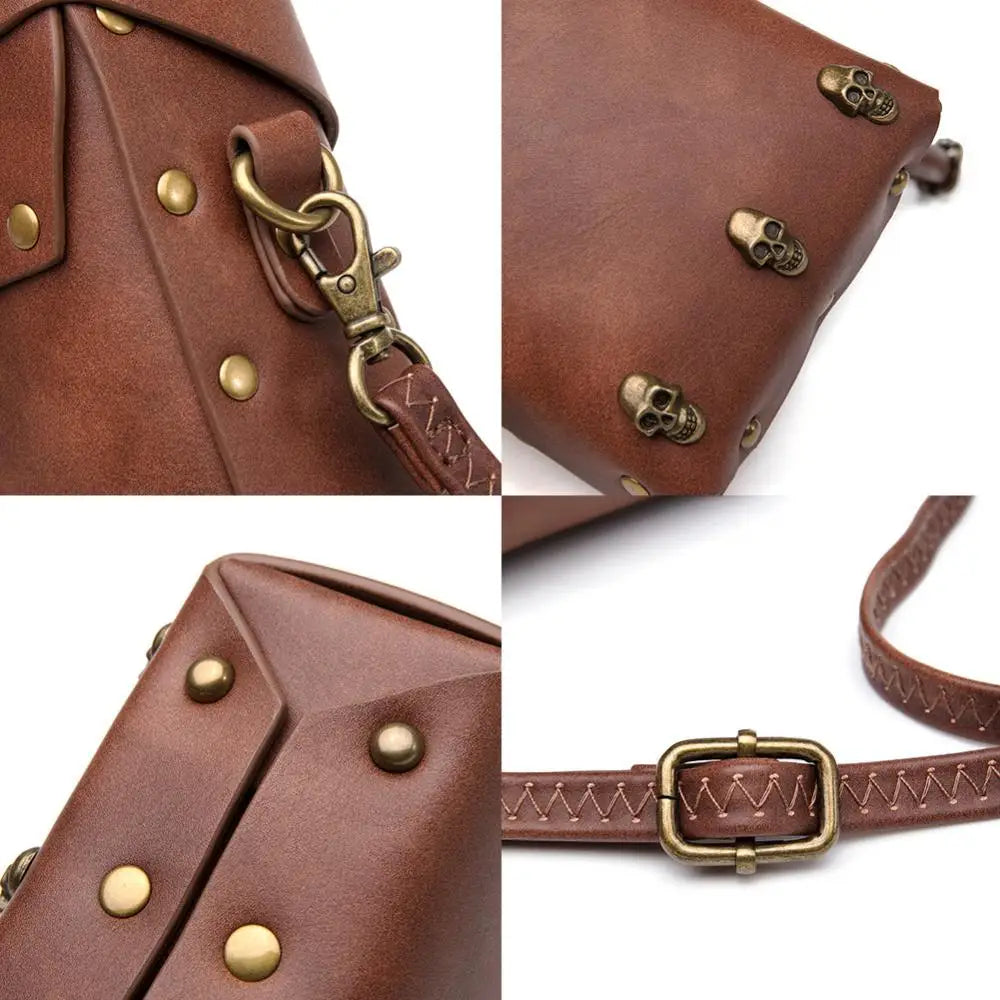 Small Steampunk Gothic Shoulder Bag leather