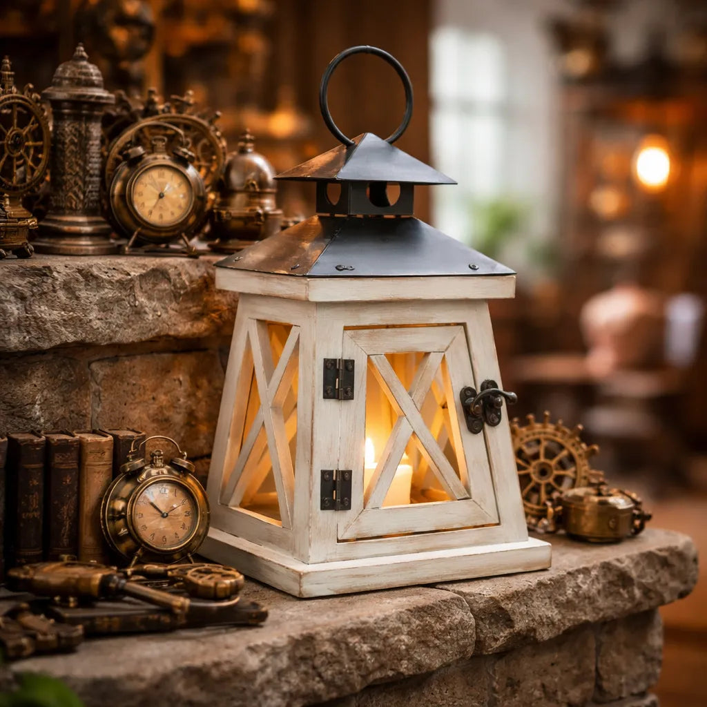 Small White Steampunk Lantern Design