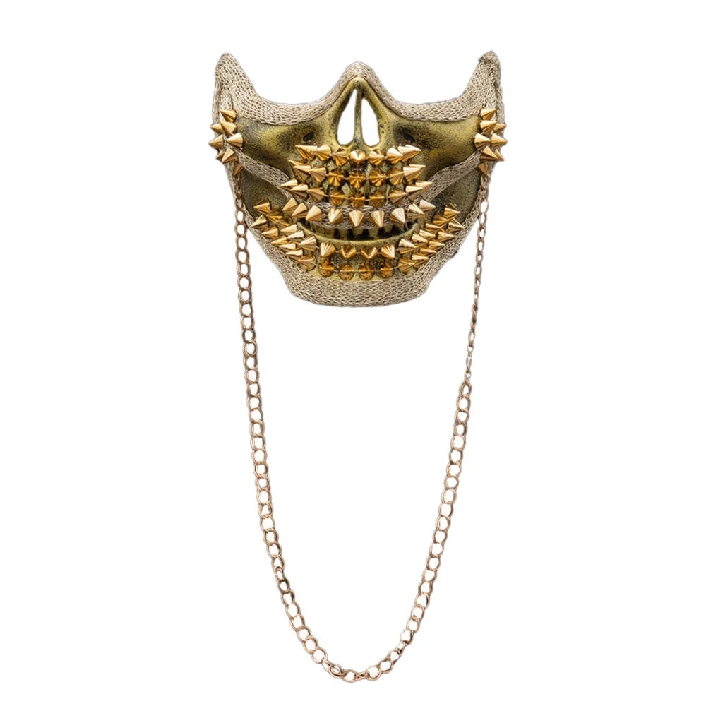 Spiked Steampunk Skull Mask gold