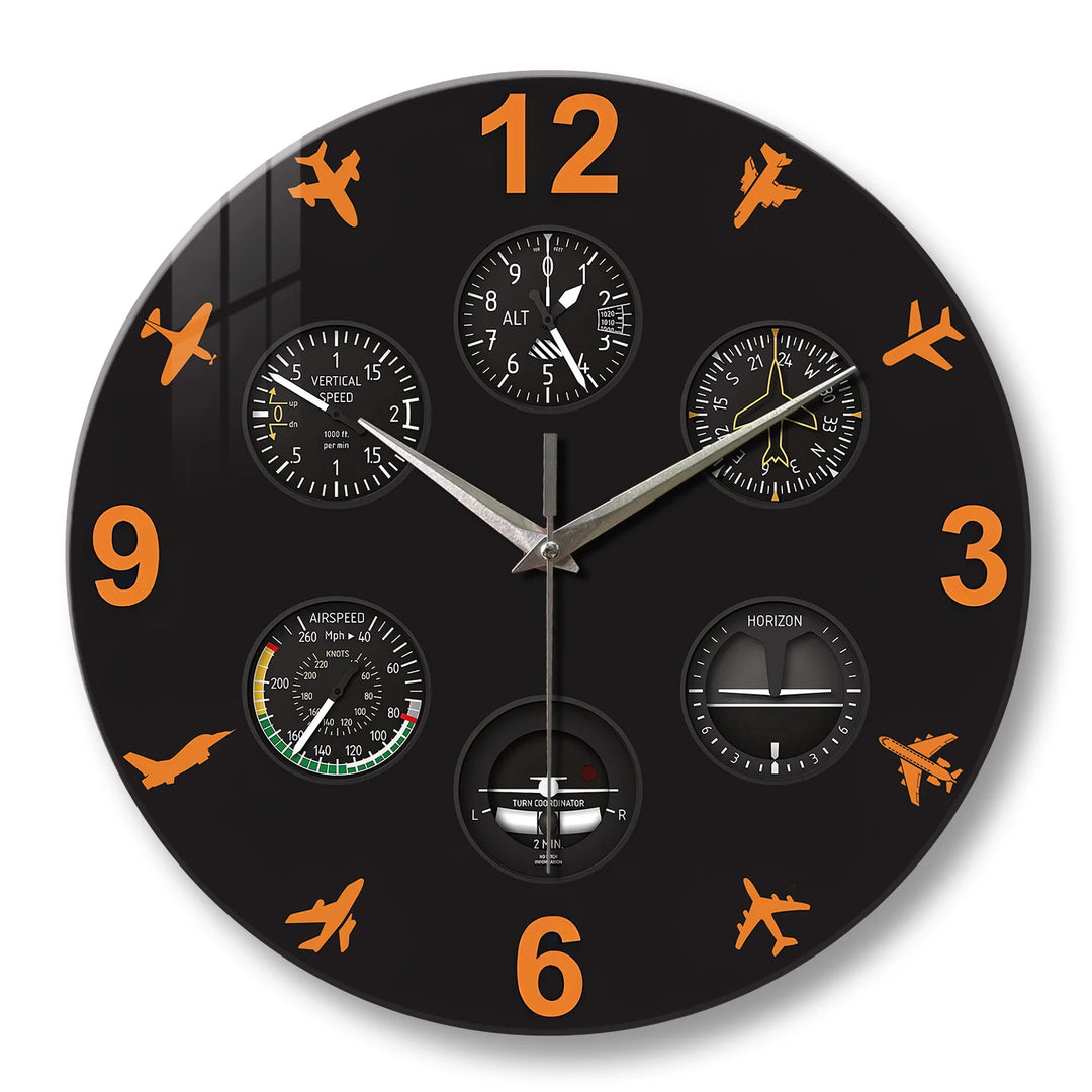 Steampunk Aircraft Dashboard Clock Black