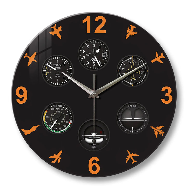 Steampunk Aircraft Dashboard Clock Black