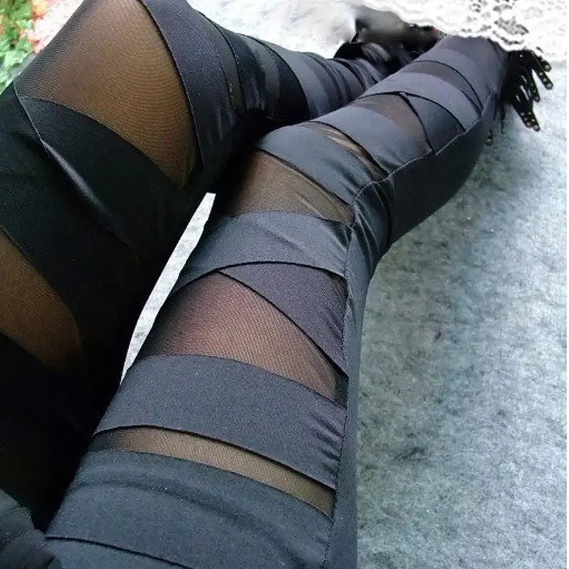 Steampunk Bandage Leggings Black