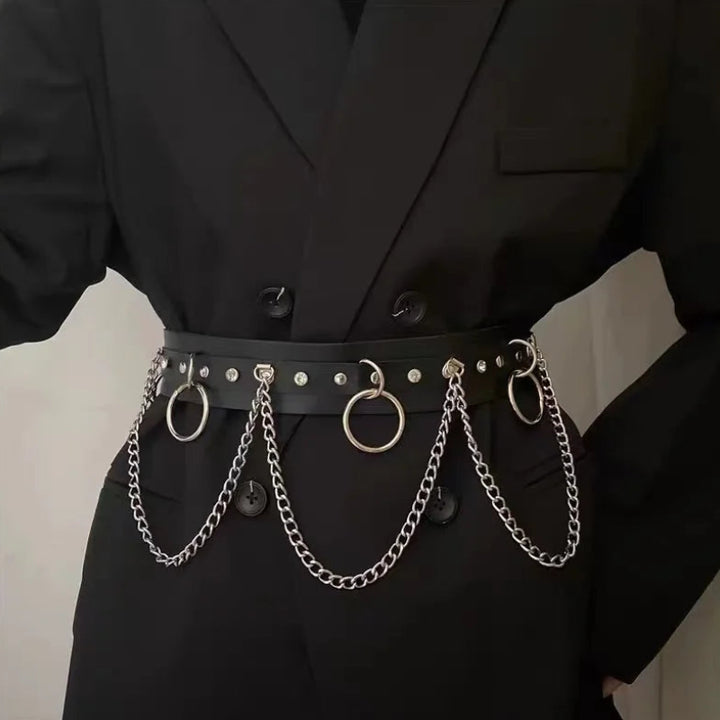 Steampunk Belt with Buckles and Chains Stylish