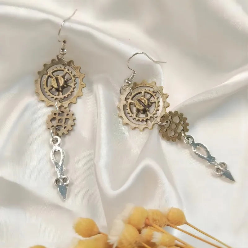Steampunk Bird Gear Earrings Design
