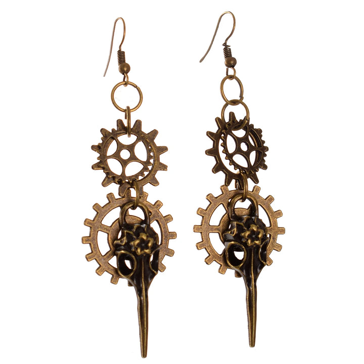 Steampunk Bird Gear Earrings Design