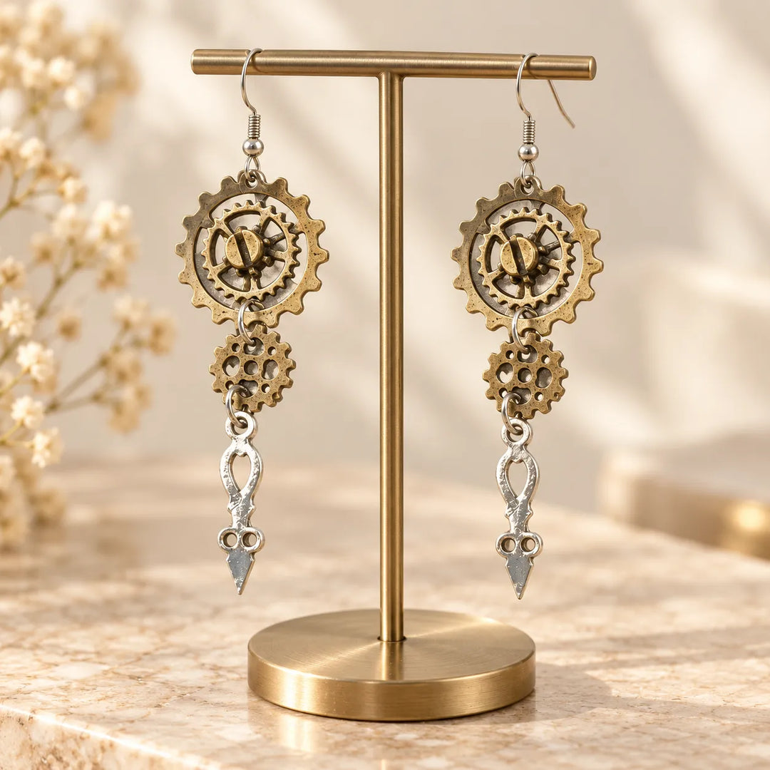Steampunk Bird Gear Earrings Stylish