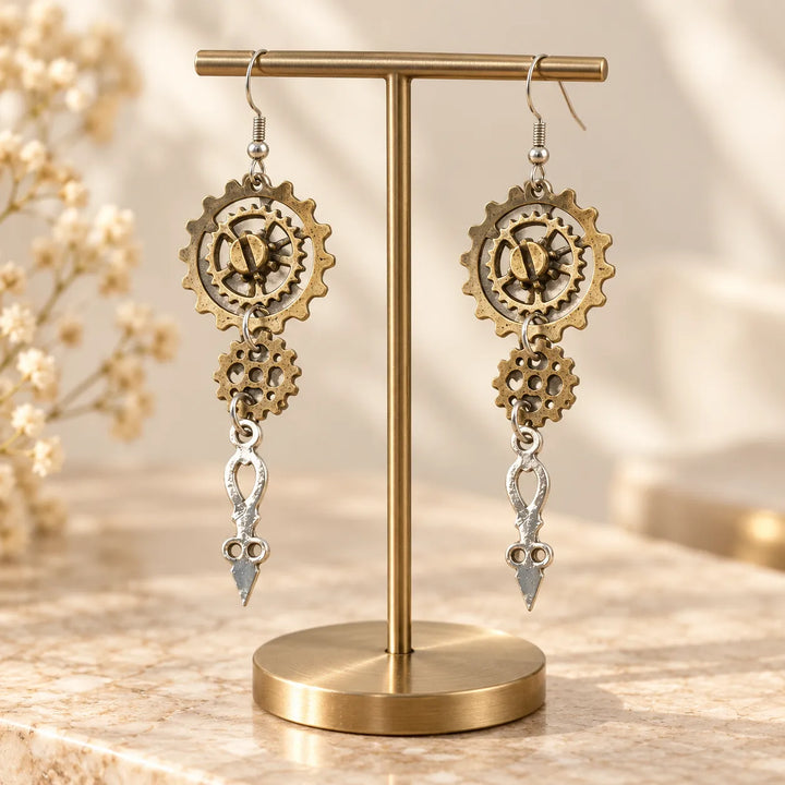 Steampunk Bird Gear Earrings Stylish
