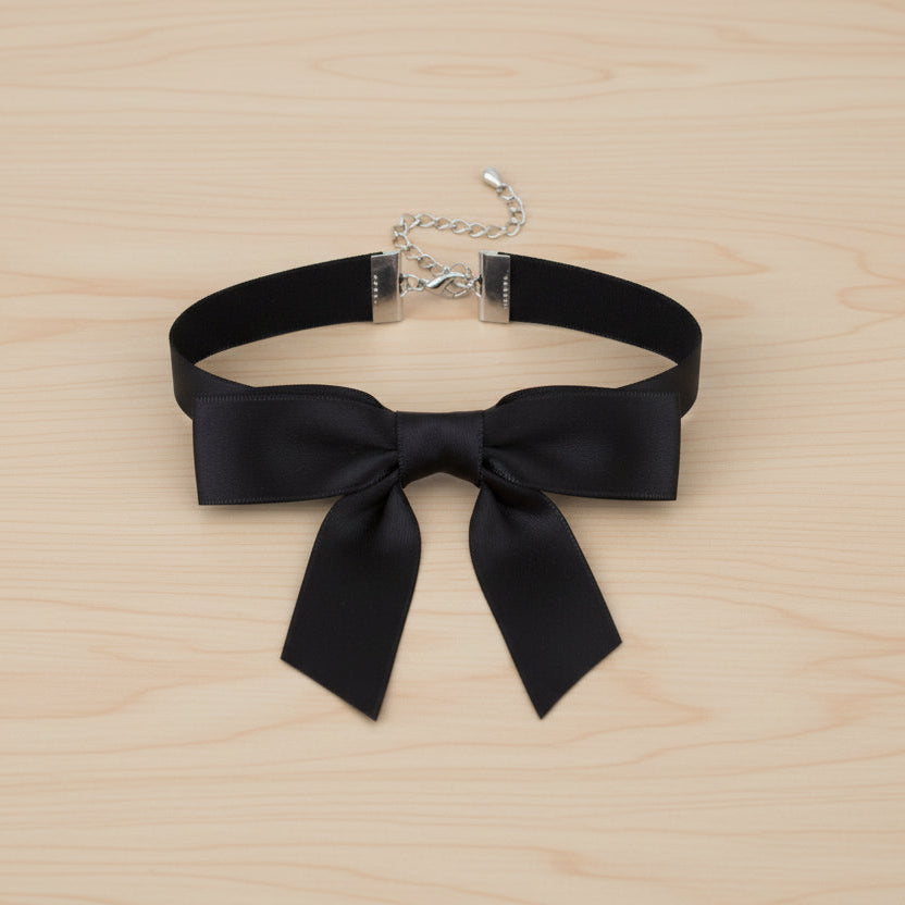 Steampunk Black Bow Necklace