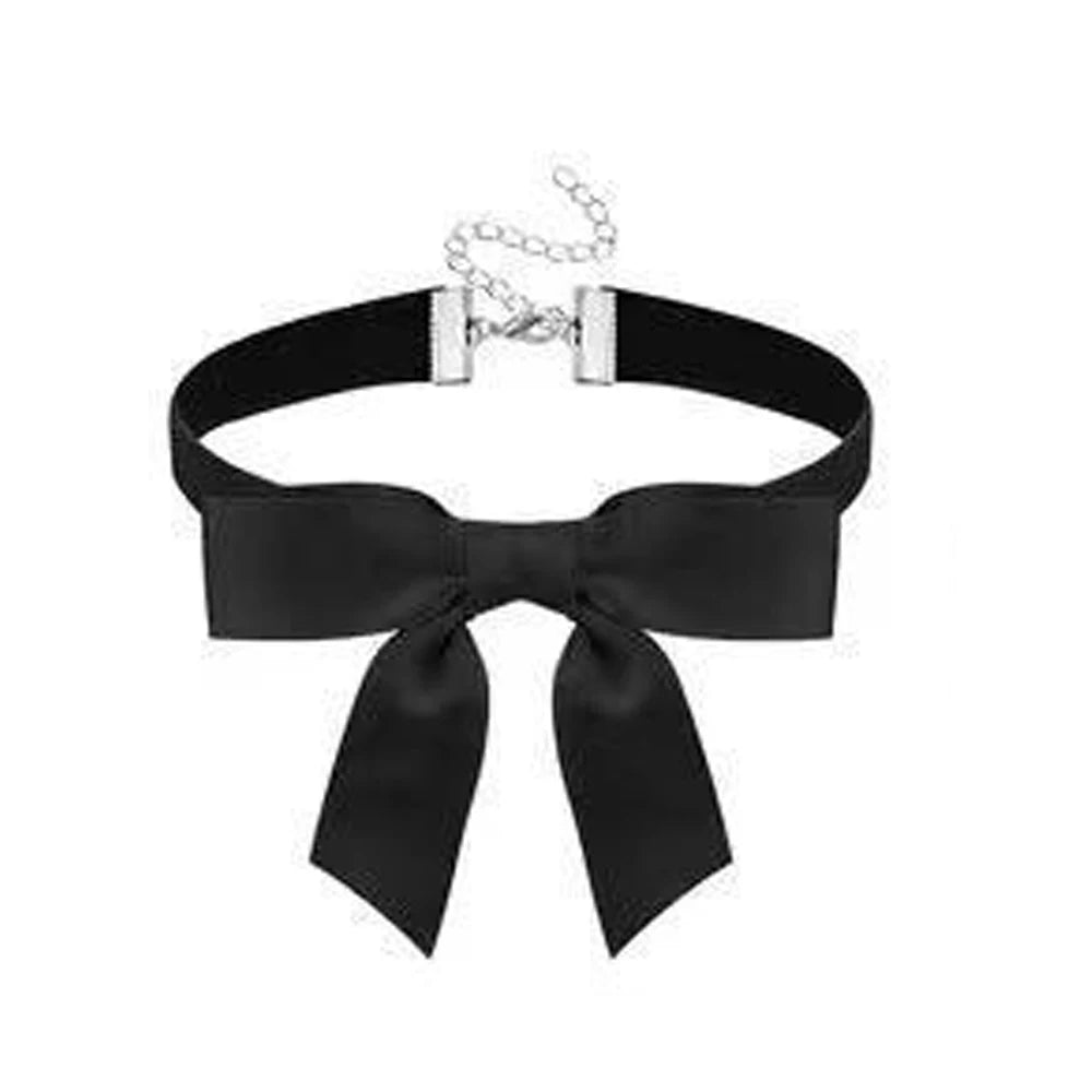 Steampunk Black Bow Necklace chic