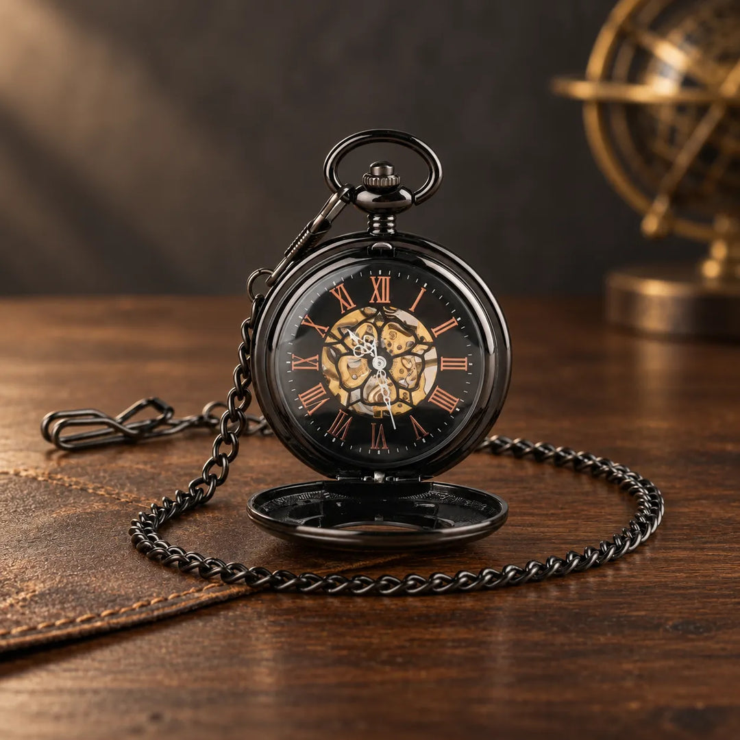 Steampunk Black Gear Pocket Watch 
