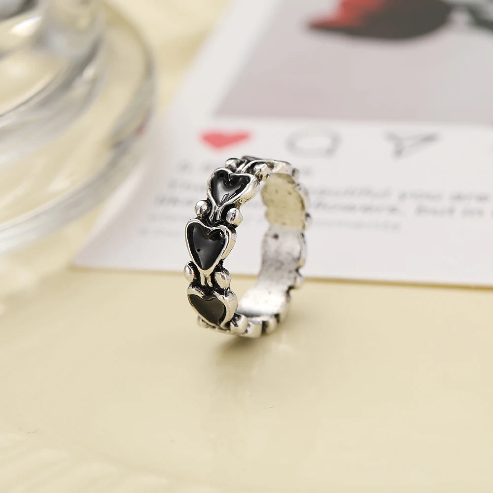 Steampunk Black Hearts Ring