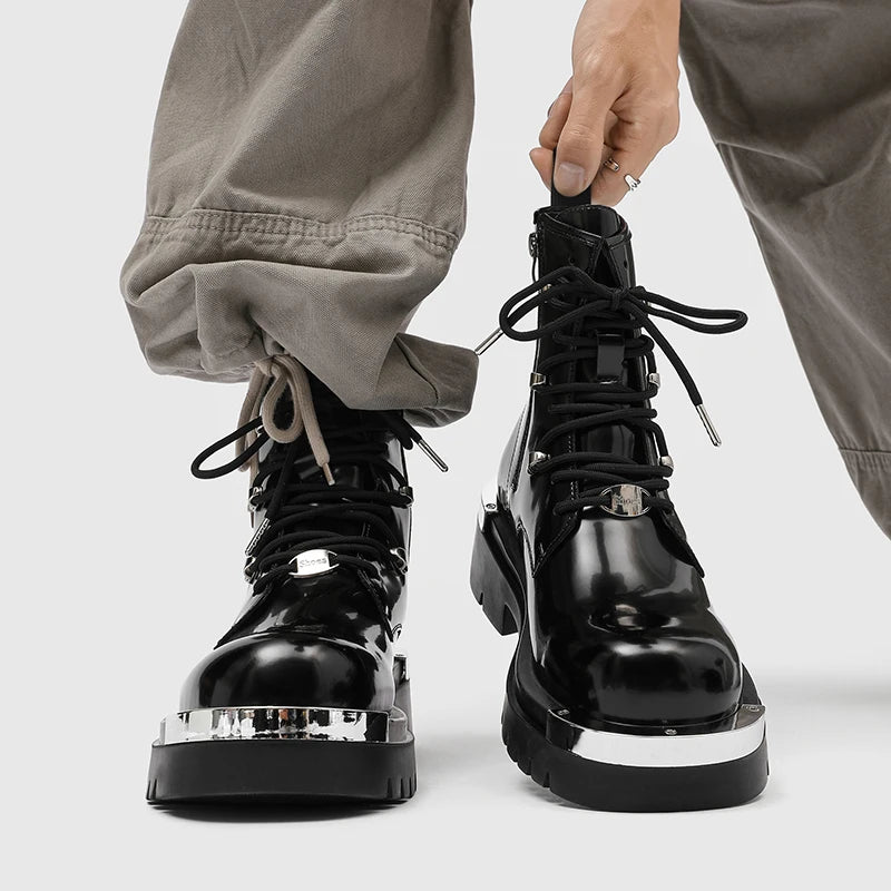 Steampunk Boots With Silver Toes edgy