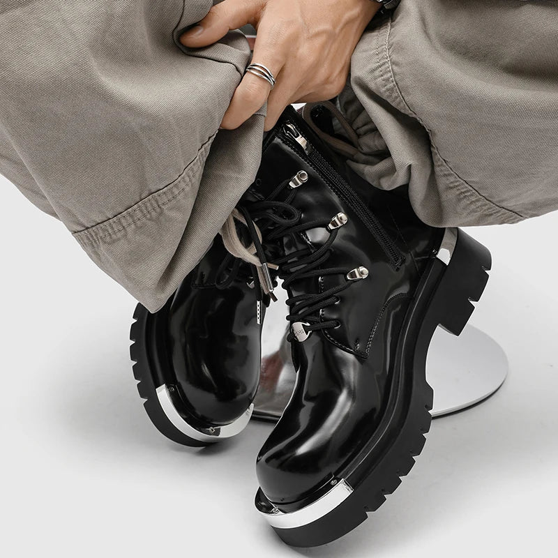 Steampunk Boots With Silver Toes industrial