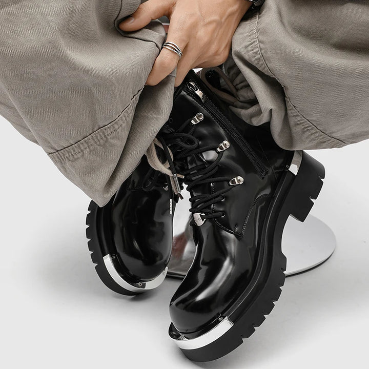 Steampunk Boots With Silver Toes industrial