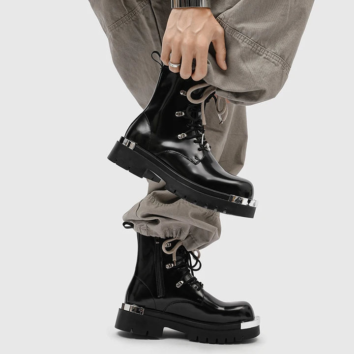 Steampunk Boots With Silver Toes striking