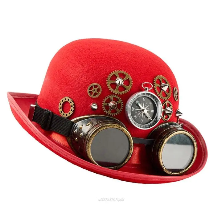 Steampunk Bowler Hat Red