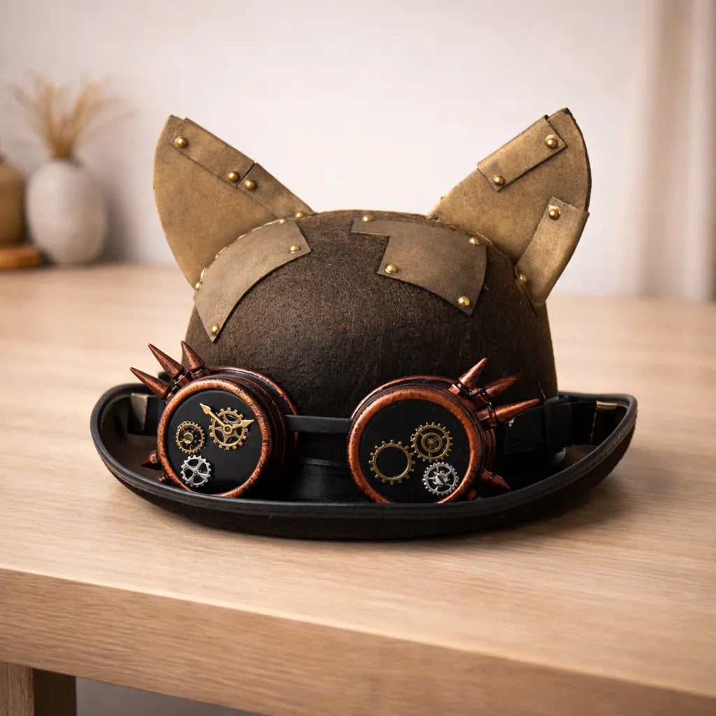 Steampunk Bowler Hat with Goggles