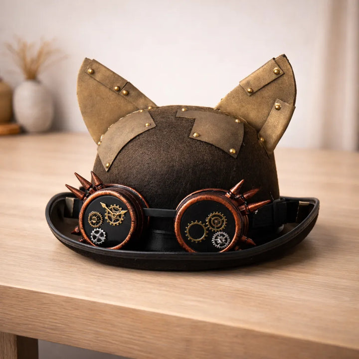 Steampunk Bowler Hat with Goggles