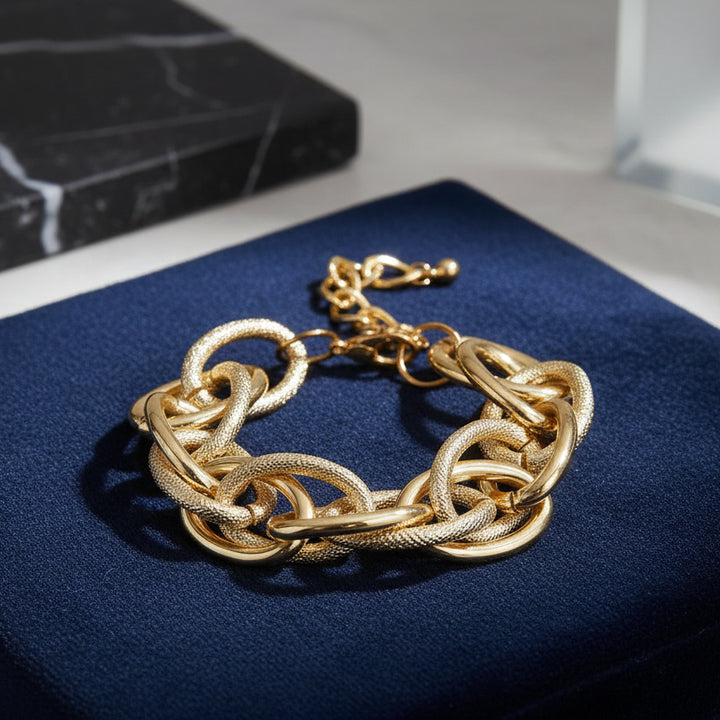 Steampunk Bracelet With Large Gold Links