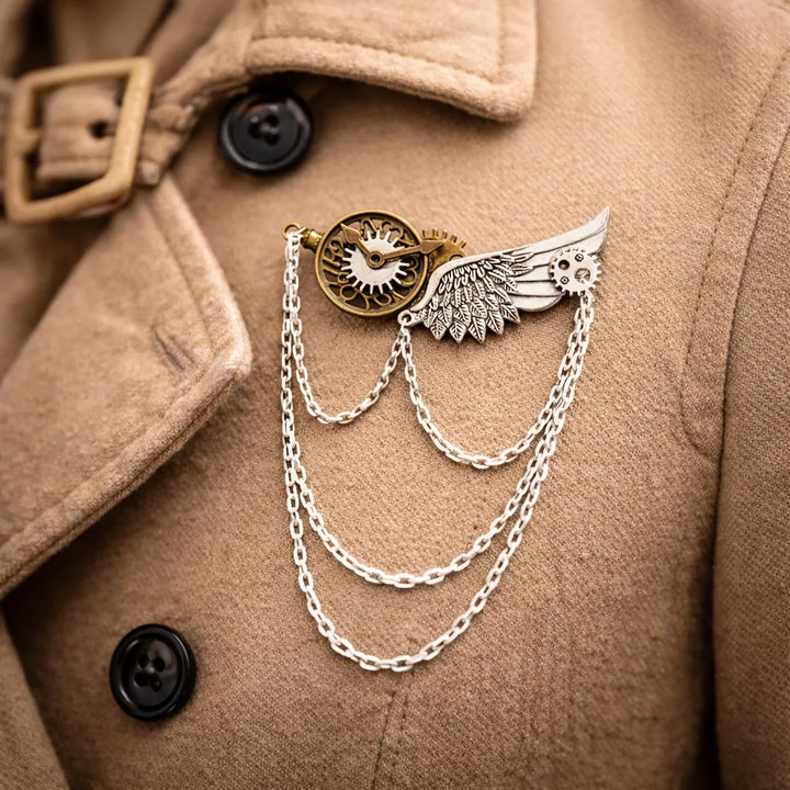 Steampunk Brooch Design Silver