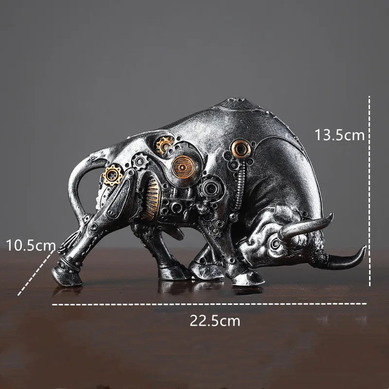 Steampunk Bull Statue Silver Measurement