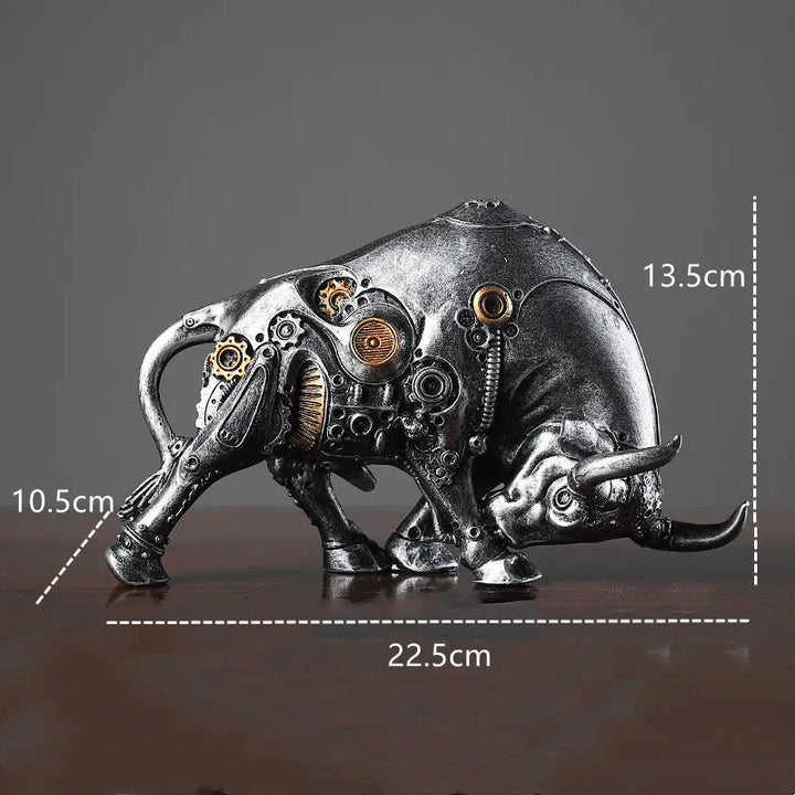 Steampunk Bull Statue Silver Measurement