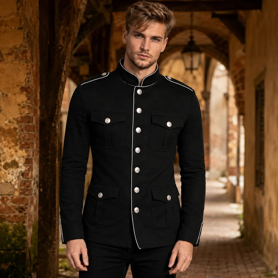 Steampunk Buttoned Jacket With Pockets