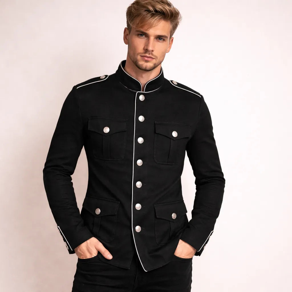 Steampunk Buttoned Jacket With Pockets