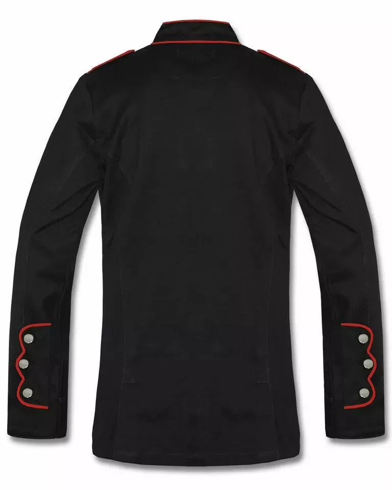Steampunk Buttoned Jacket With Pockets Red Back
