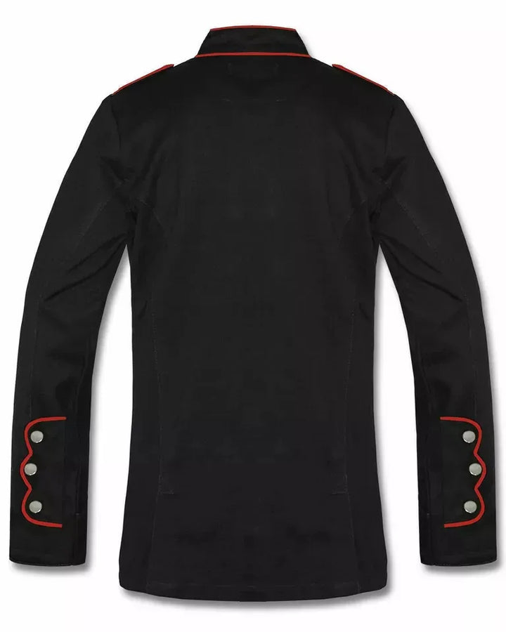 Steampunk Buttoned Jacket With Pockets Red Back