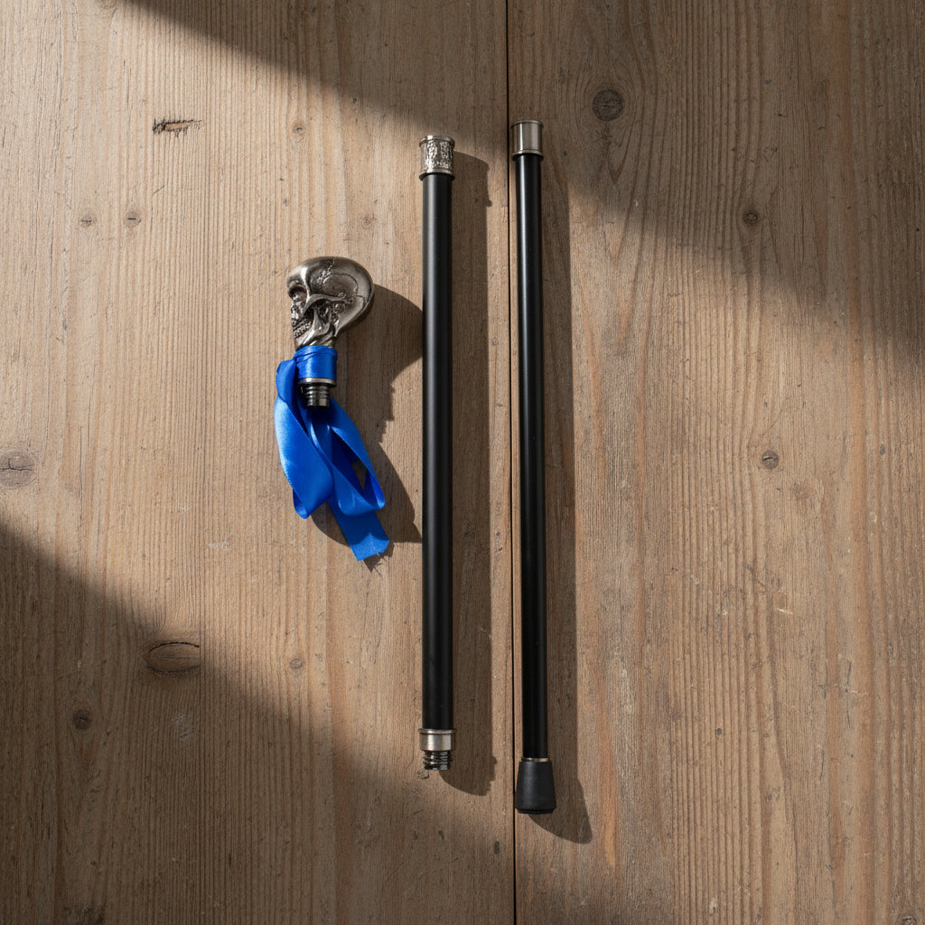 Steampunk Cane With Blue Ribbon