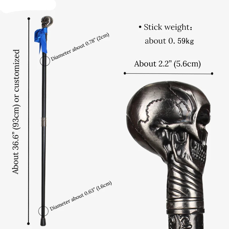 Steampunk Cane With Blue Ribbon stylsih