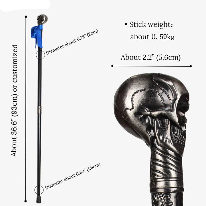 Steampunk Cane With Blue Ribbon stylsih