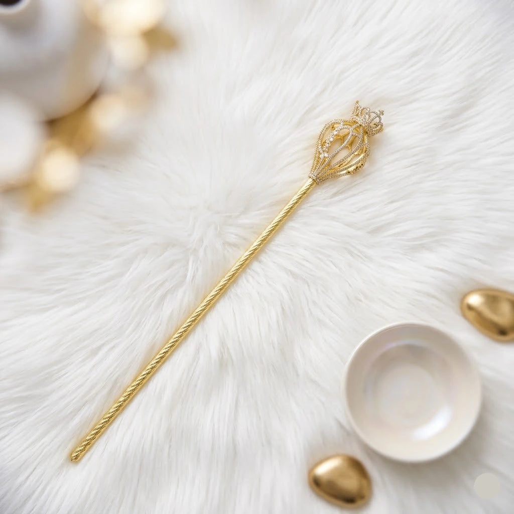 Steampunk Cane With Gold Crown And Diamonds lux