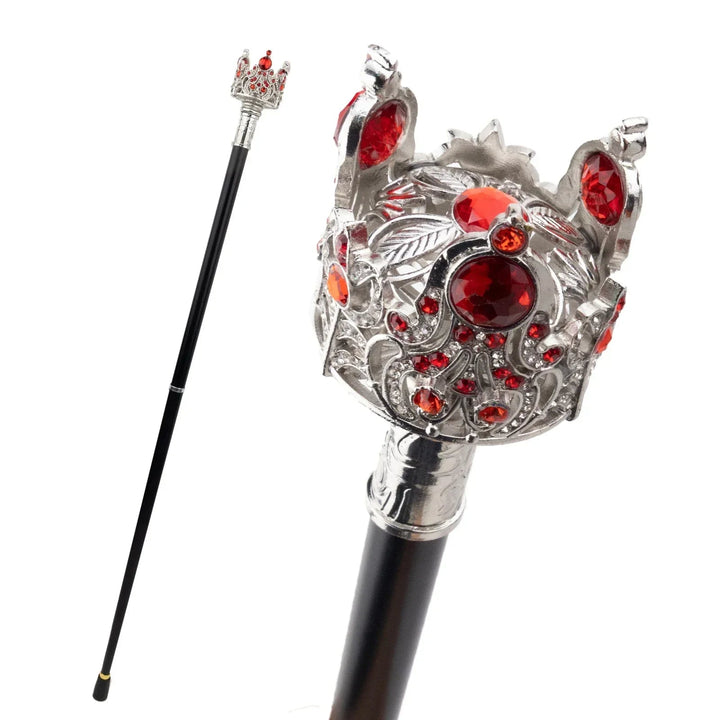 Steampunk Cane With Red And Silver Crown chic